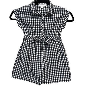 Charter Club Gingham Check Fit and Flare Dress sz 5 girl black and white